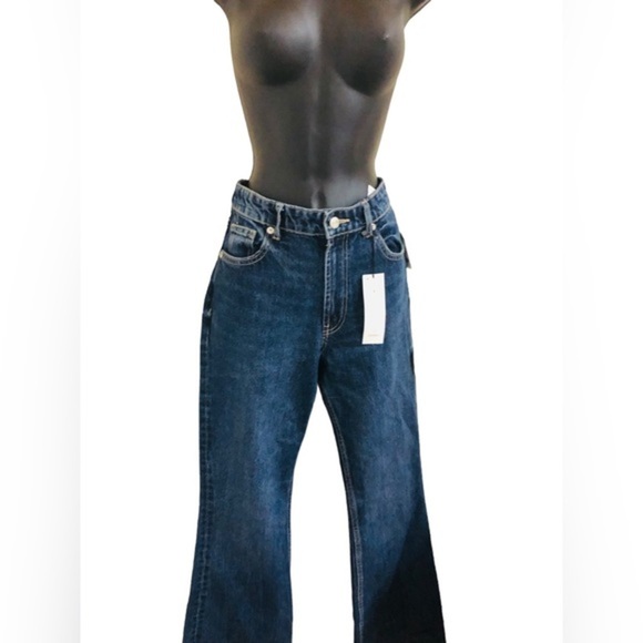 Zara flare leg high rise hi waist‎ hi rise full length jeans size 34/2 new - Picture 7 of 16